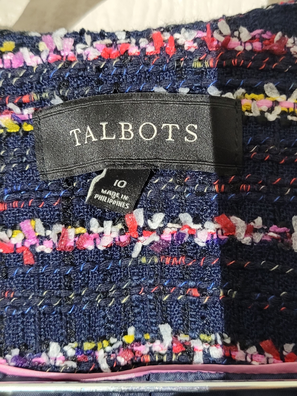 Talbots Navy Tweed Striped Open-Front Jacket - Picture 3 of 5